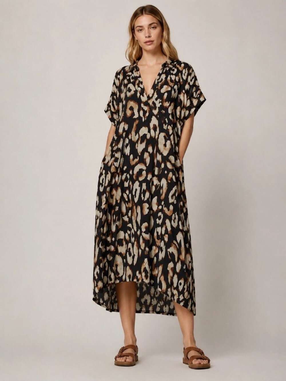 H&M Leopard Print Kaftan Dress XS